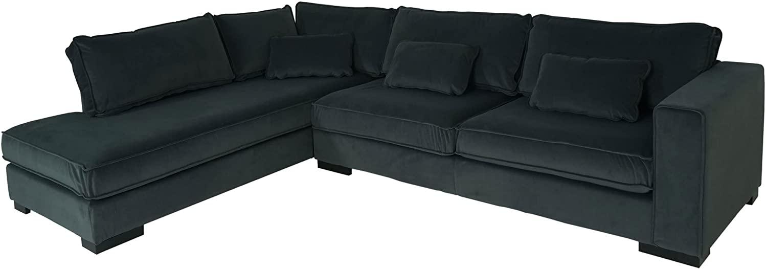 Ecksofa HWC-J58, Couch Sofa mit Ottomane links, Made in EU, wasserabweisend 295cm ~ Samt grau Bild 1