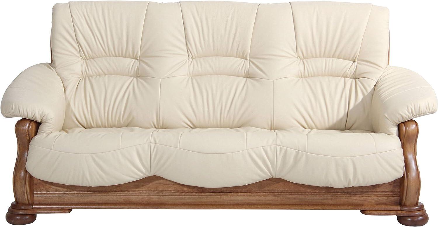 Tennessee Sofa 3-Sitzer Echtleder Beige Eiche rustikal Bild 1