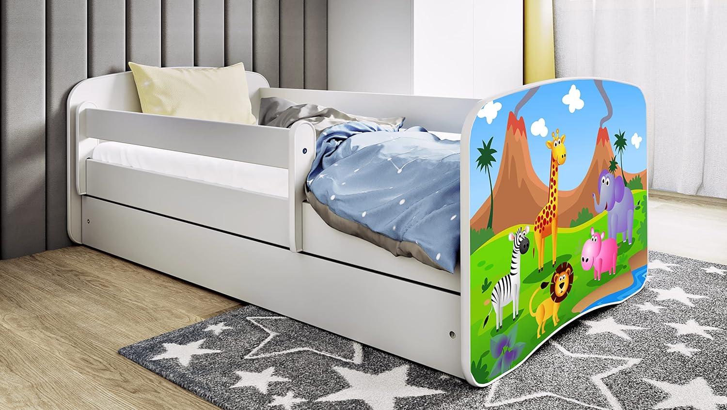 Kocot Kids 'Safari' Einzelbett weiß 80x160 cm inkl. Rausfallschutz, Matratze, Schublade und Lattenrost Bild 1