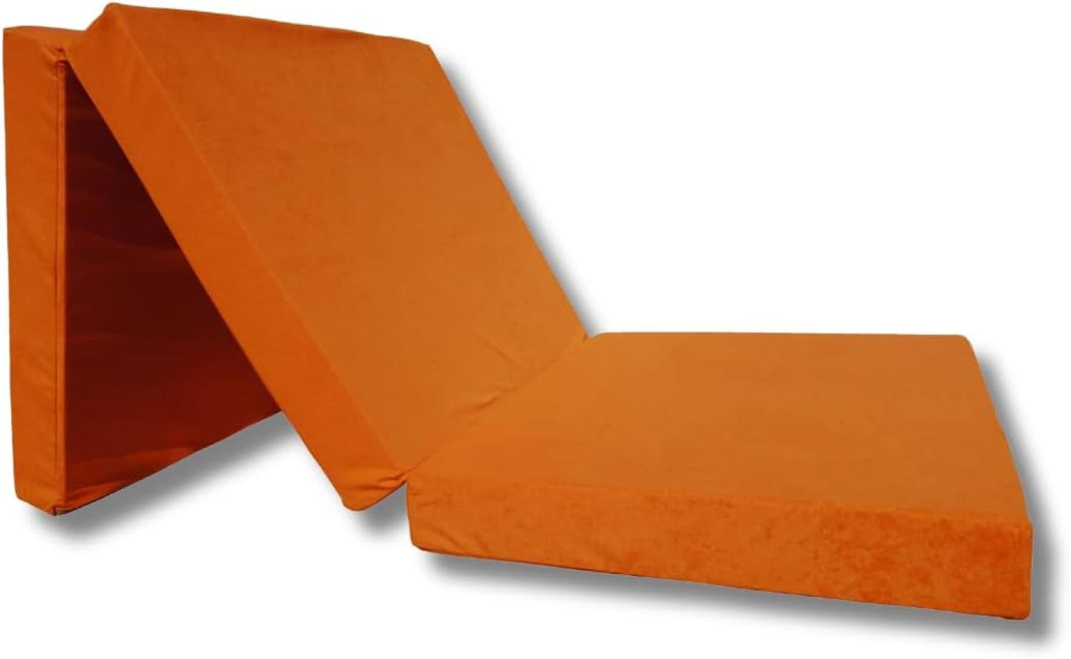 Natalia Spzoo – gemütliche Faltmatratze für einen erholsamen Schlaf – Klappmatratze mit Schaumstoffkern & abnehmbarem Bezug – 3-teilige klappbare Schlafmatte 195 x 65 x 8 cm (Orange 1333) Bild 1