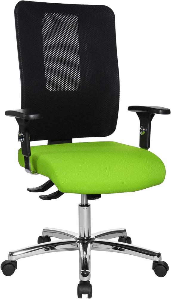 Topstar Open X (N) Chrom, ergonomischer Bürostuhl, Schreibtischstuhl, Stoffbezug, apfelgrün/schwarz Bild 1