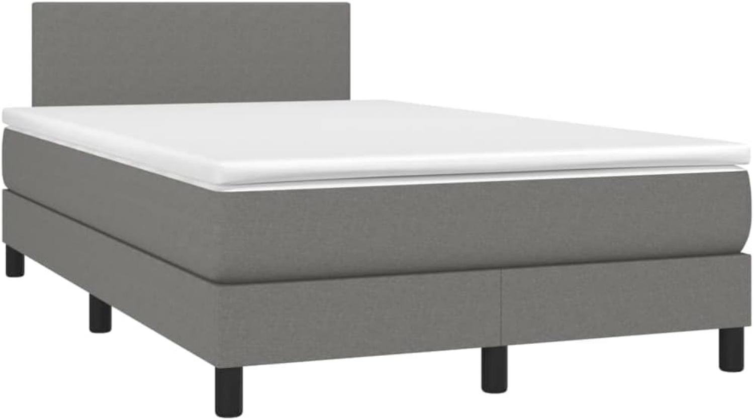 vidaXL Boxspringbett mit Matratze Dunkelgrau 120x200 cm Stoff, Härtegrad: H2 [3139882] Bild 1