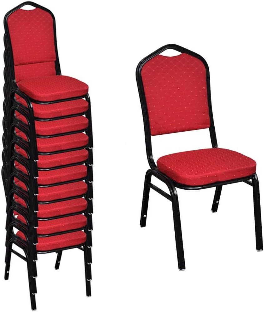 Esszimmerstühle 10 Stk. Stoff Rot Bild 1
