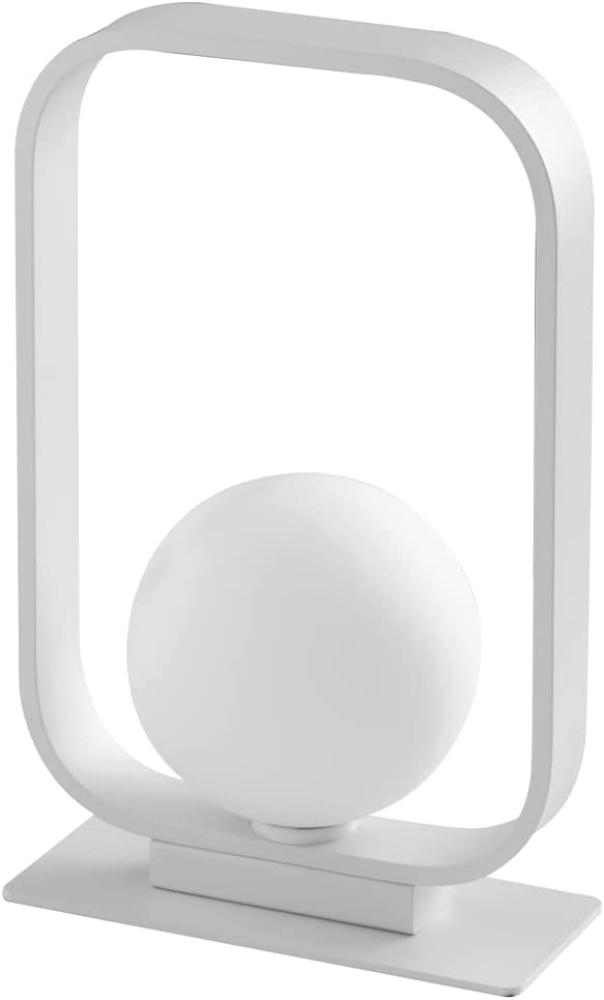 Kleine LED Tischleuchte Weiß mit Opal Glaskugel , 26cm hoch, 16cm breit Bild 1