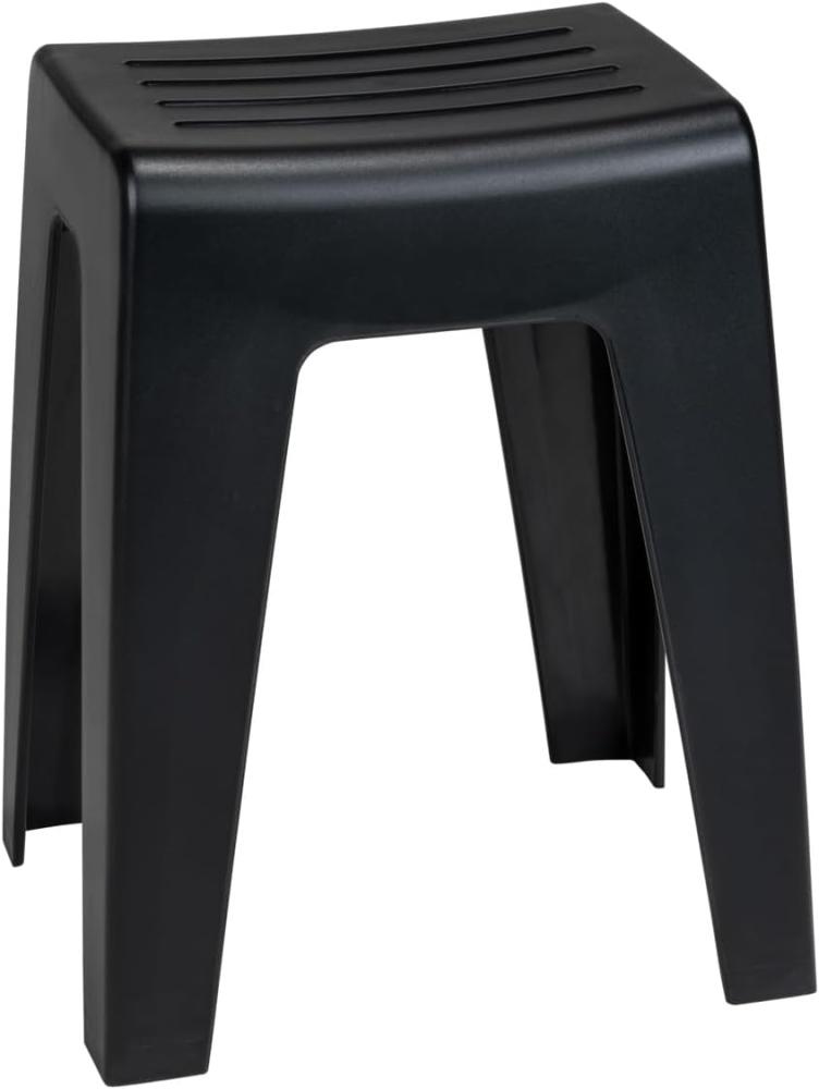 WENKO Badhocker Kumba, hochwertiger Hocker in modernem Design aus Kunststoff in schwerer Qualität, Sitzhocker belastbar bis 120 kg, ideal für Badezimmer & Gäste-WC (B x H x T) 38 x 47 x 32 cm, Schwarz Bild 1