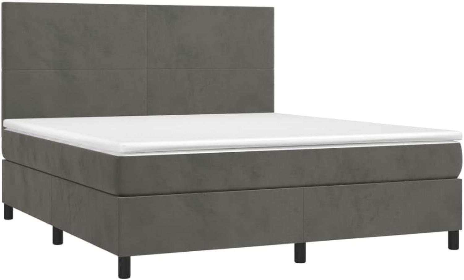 vidaXL Boxspringbett mit Matratze & LED Dunkelgrau 180x200 cm Samt Bild 1