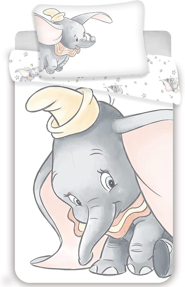 Disney Bettwäsche Set Dumbo Grey 100 x 135 Bettdecke + 40 x 60 cm Kopfkissen, 100% Baumwolle Bild 1