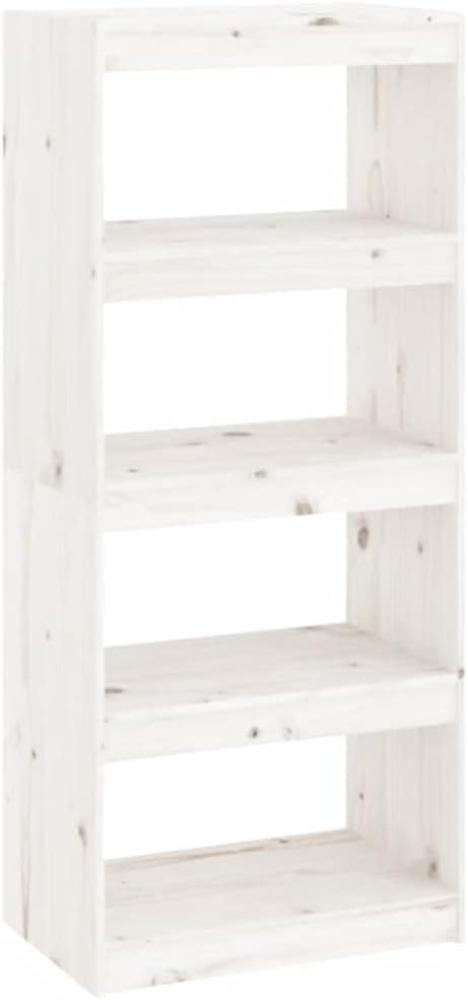 Bücherregal Raumteiler Weiß 60x30x135,5 cm Massivholz Kiefer Bild 1