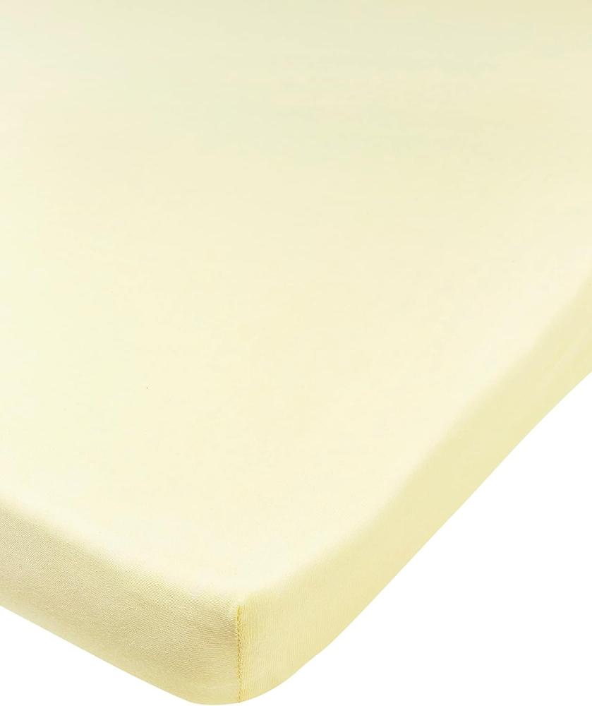 Meyco Baby Uni Spannbettlaken für die Laufgittermatratze (Bettlaken mit weicher Jersey-Qualität, aus 100% Baumwolle, perfekte Passform durch Rundum-Gummizug, Maße: 75 x 95cm), Soft Yellow Bild 1