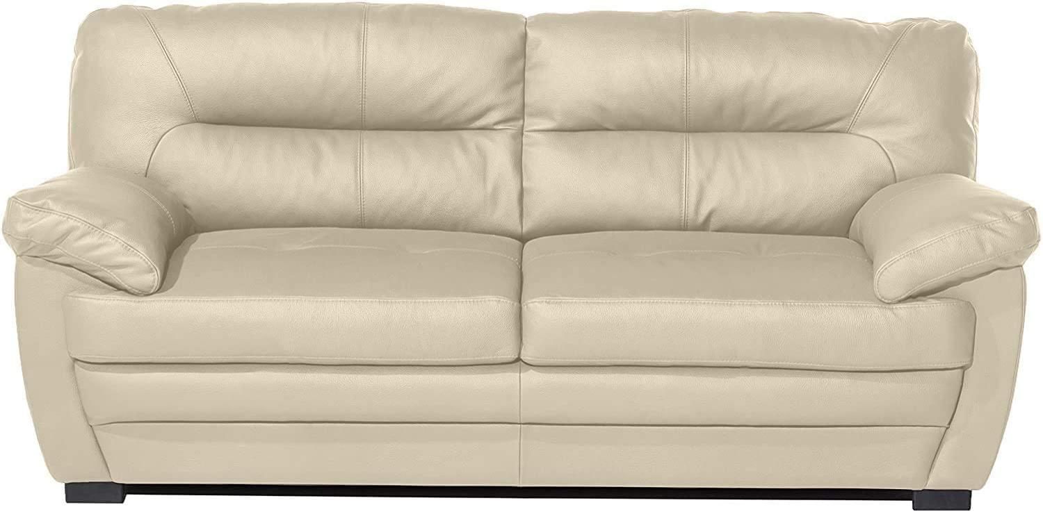 Mivano 3er-Sofa Royale / Zeitlose, bequeme Ledercouch mit hoher Rückenlehne / 190 x 86 x 90 / Lederimitat, Beige Bild 1