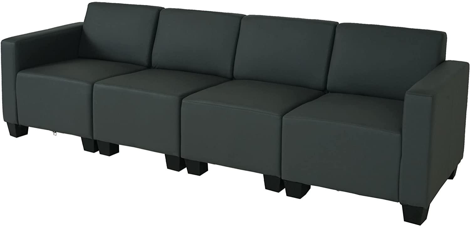 Modular 4-Sitzer Sofa Couch Lyon, Kunstleder ~ dunkelgrau Bild 1