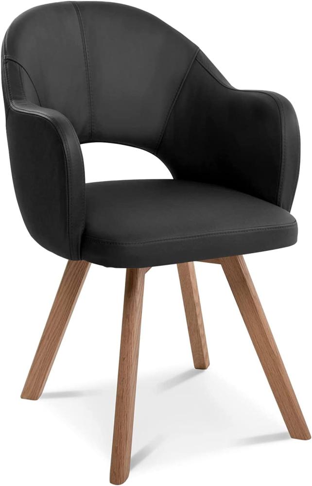 Möbel-Eins DOLORA Schalenstuhl, Gestell Massivholz schwarz mit Drehfunktion Echtleder Bild 1
