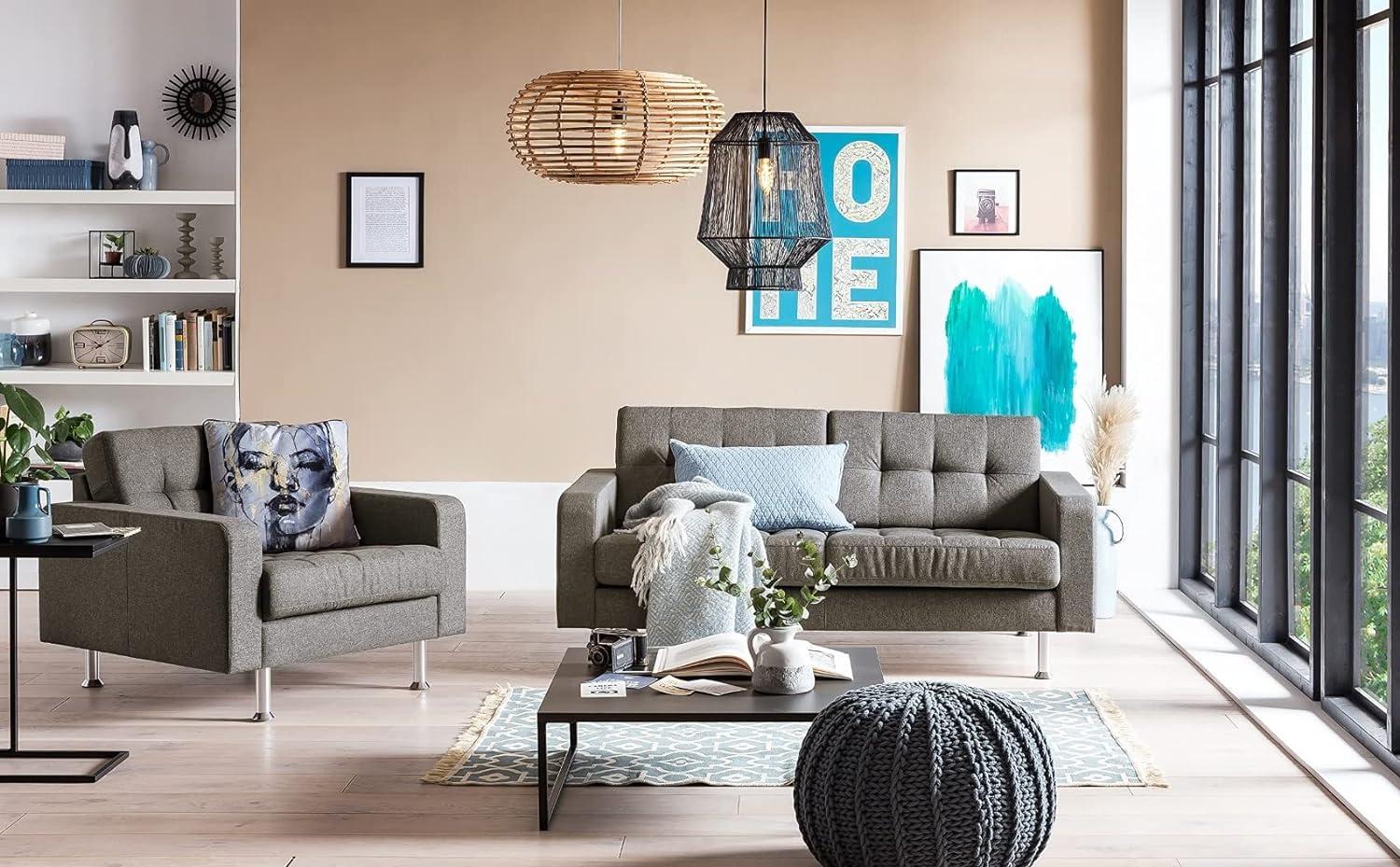 Traumnacht Sessel Laval, Couchsessel mit Stoffbezug und Metallfüßen, produziert nach deutschem Qualitätsstandard, grau, 89 x 92 x 65 cm Bild 1