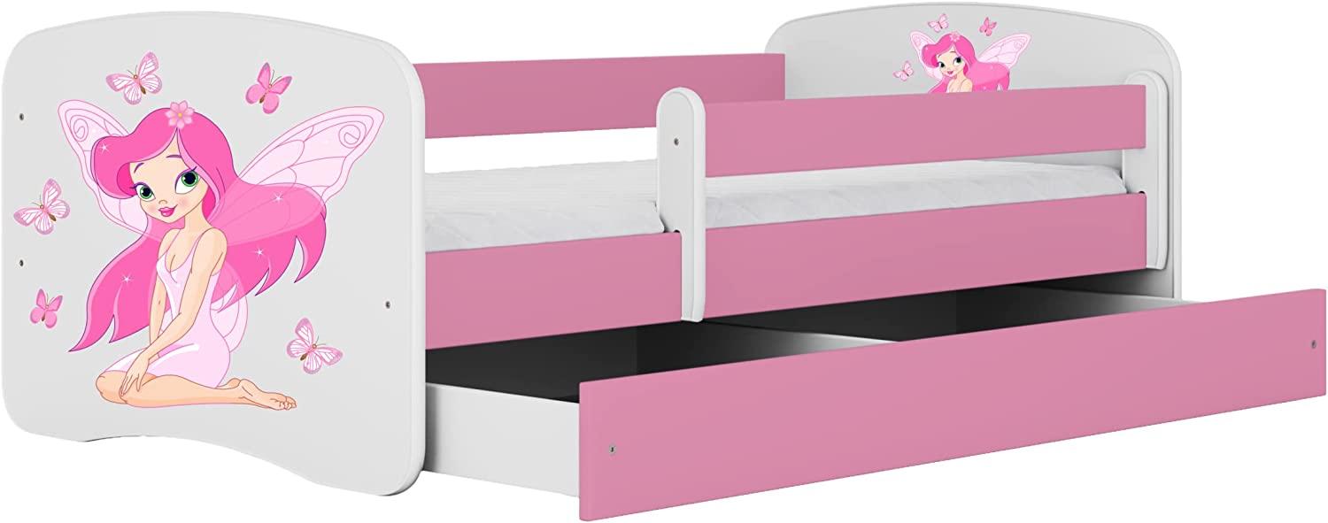 Kocot Kids 'Fee mit Schmetterlingen' Kinderbett 80 x 160 cm Rosa, mit Rausfallschutz, Matratze, Schublade und Lattenrost Bild 1