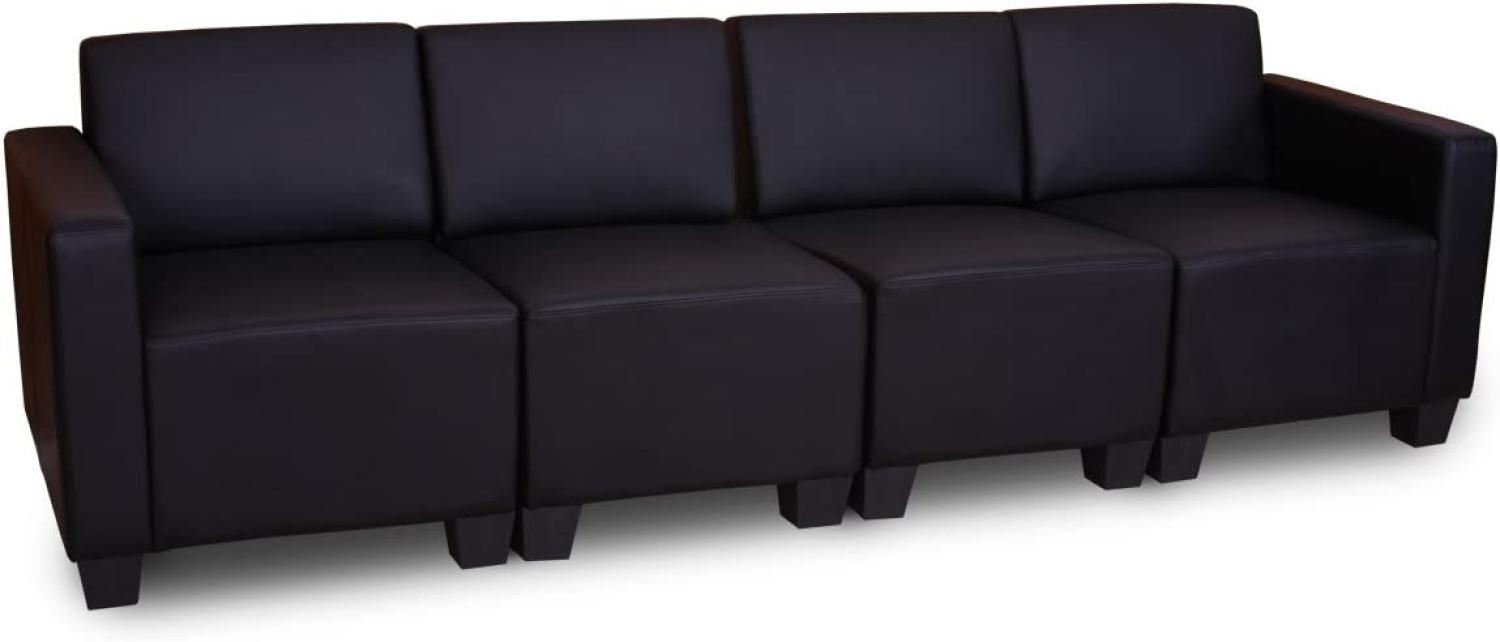 Modular 4-Sitzer Sofa Couch Lyon, Kunstleder ~ schwarz Bild 1
