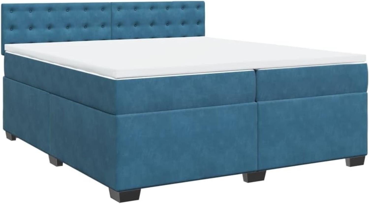 Boxspringbett mit Matratze Blau 200x200 cm Samt Bild 1