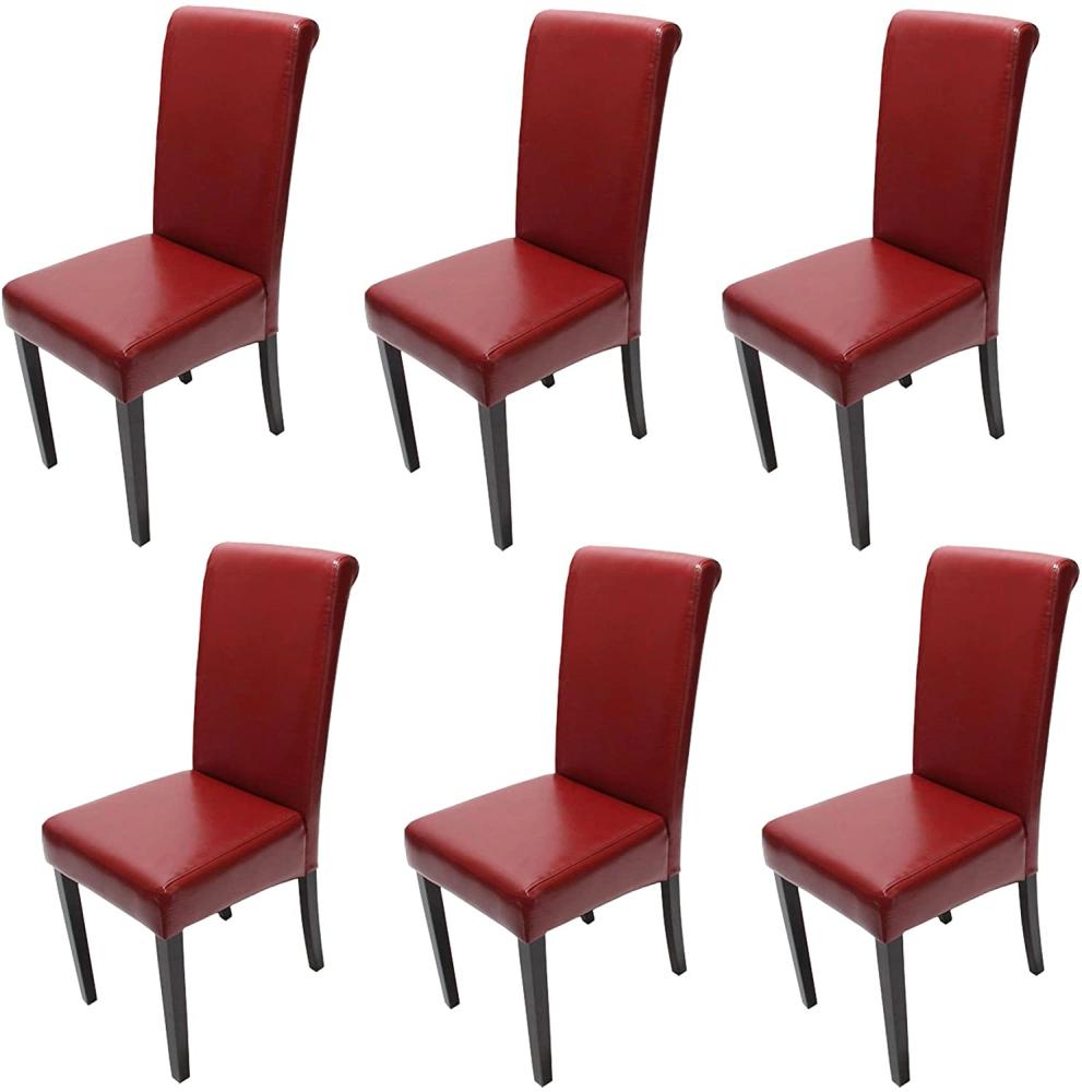 6er-Set Esszimmerstuhl Stuhl Küchenstuhl Novara II, Leder ~ rot, dunkle Beine Bild 1