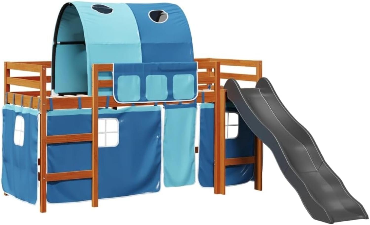 Kinderhochbett mit Tunnel Blau 80x200 cm Massivholz Kiefer 3309099 Bild 1