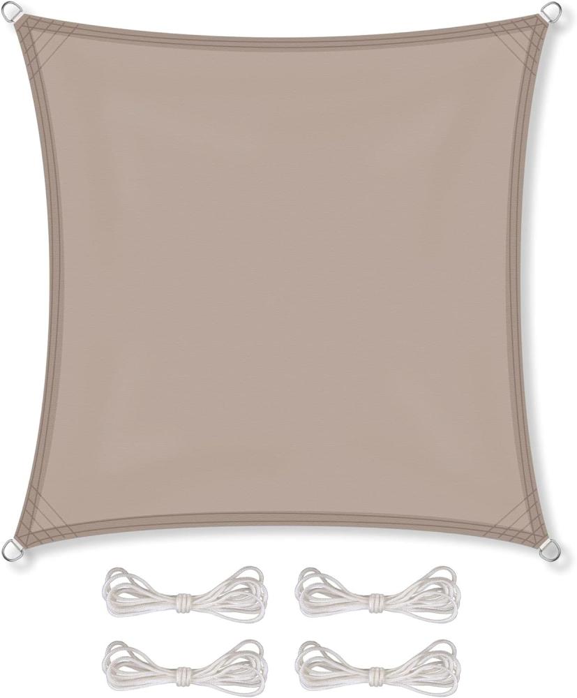 CelinaSun Sonnensegel inkl Befestigungsseile Premium PES Polyester wasserabweisend imprägniert Quadrat 2 x 2 m Taupe Bild 1