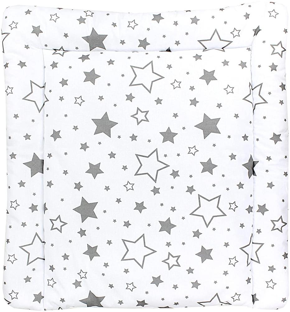 TupTam Baby Wickeltischauflage mit Baumwollbezug Gemustert, Farbe: Graue Galaxie, Größe: 70 x 70 cm Bild 1