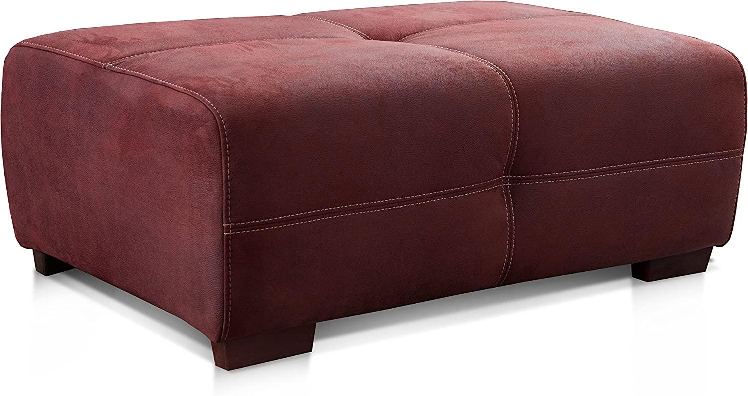 Cavadore Hocker Mavericco / Großer Sitzhocker in Lederoptik / Industrial Style / Passend zu Big Sofa und Ecksofa Mavericco / 108 x 71 x 41 cm (BxHXT) / Mikrofaser Rot (Bordeaux) Bild 1