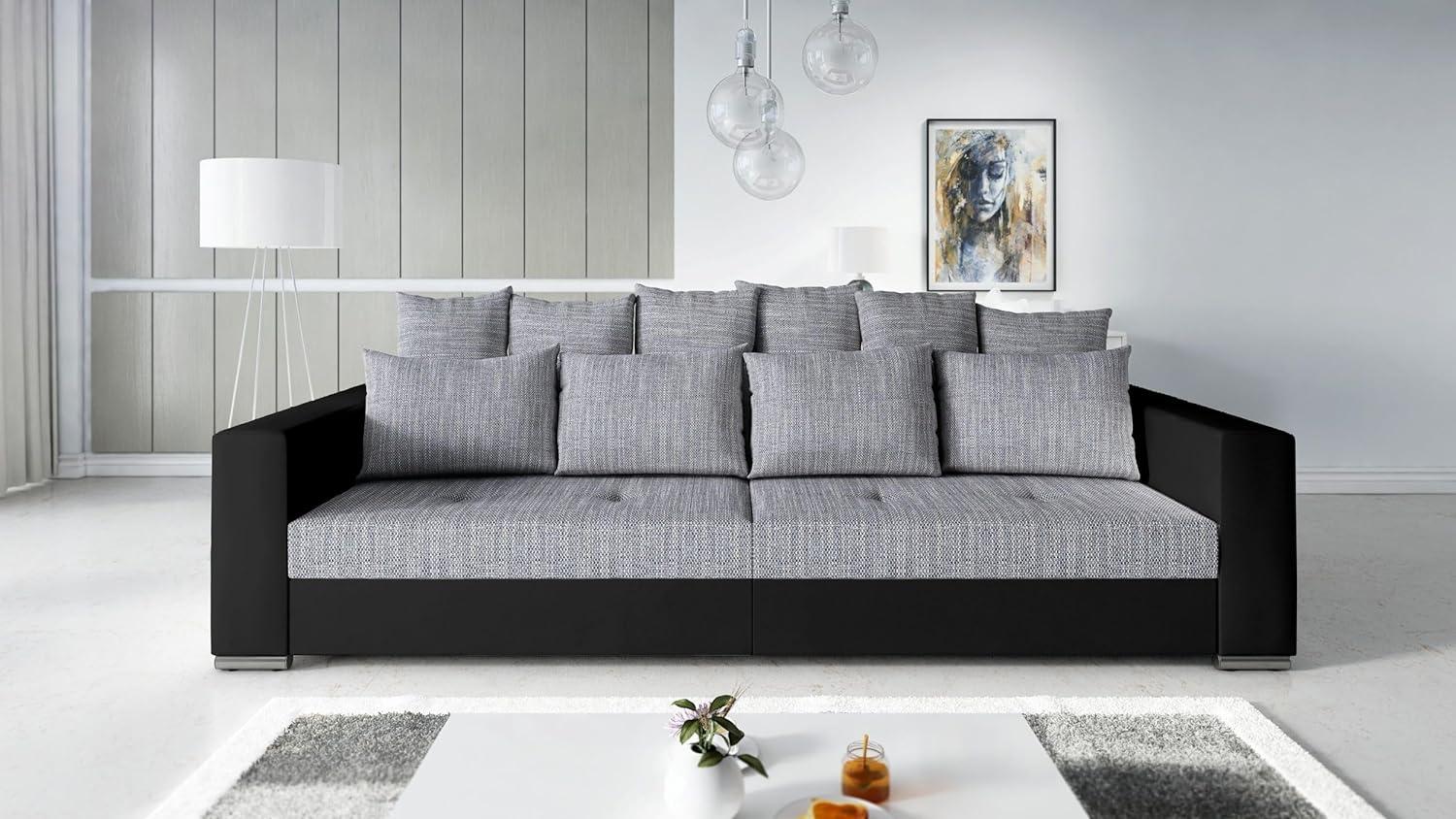 Modernes Big Sofa Wohnlandschaft Sofa Couch Jumbo 2 Schwarz - Hellgrau Bild 1
