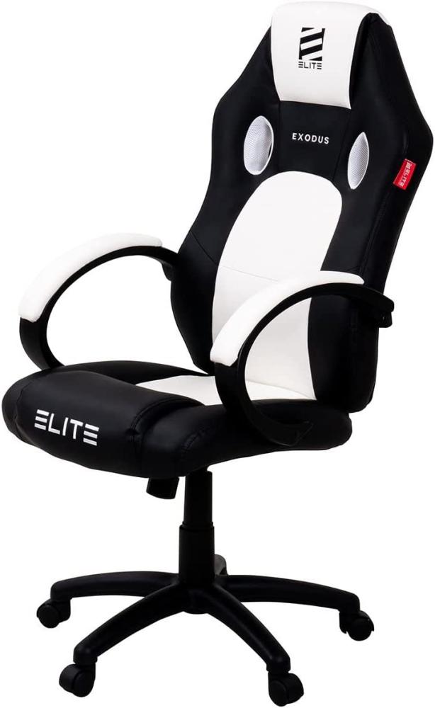 ELITE Gaming Stuhl MG100 EXODUS - Ergonomischer Bürostuhl - Schreibtischstuhl - Chefsessel - Sessel - Racing Gaming-Stuhl - Gamingstuhl - Drehstuhl - Chair - Kunstleder Sportsitz (Schwarz/Weiß) Bild 1