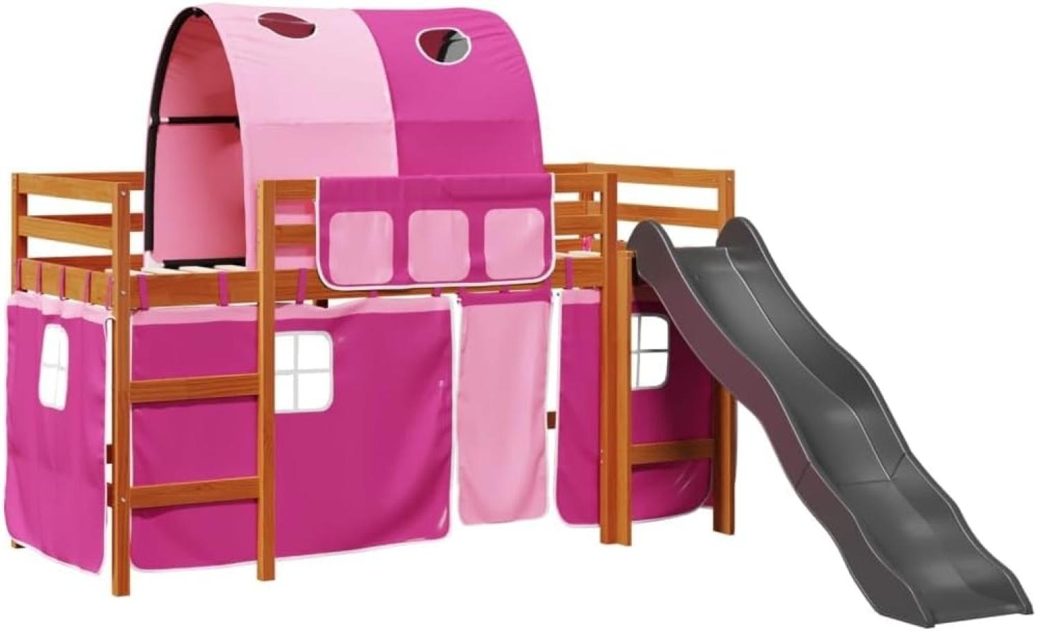 Kinderhochbett mit Tunnel Rosa 90x200 cm Massivholz Kiefer 3309109 Bild 1