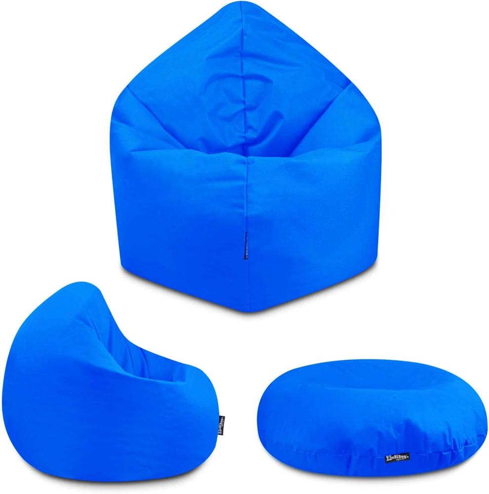 BuBiBag - 2in1 Sitzsack Bodenkissen - Outdoor Sitzsäcke Indoor Beanbag in 32 Farben und 3 Größen - Sitzkissen für Kinder und Erwachsene (100 cm Durchmesser, Königsblau) Bild 1