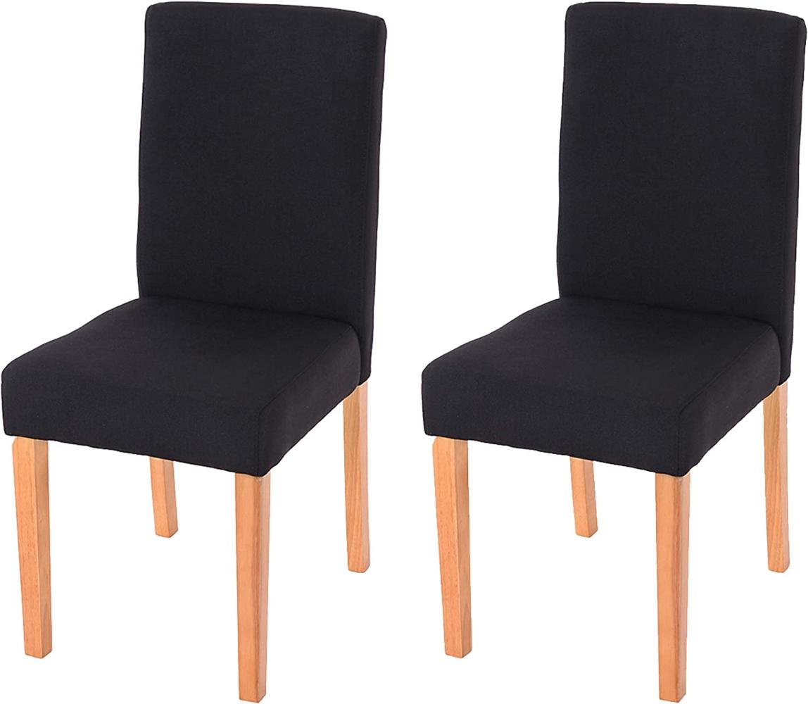 2er-Set Esszimmerstuhl Stuhl Küchenstuhl Littau ~ Textil, schwarz, helle Beine Bild 1