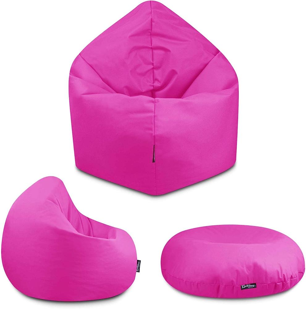 BuBiBag - 2in1 Sitzsack Bodenkissen - Outdoor Sitzsäcke Indoor Beanbag in 32 Farben und 3 Größen - Sitzkissen für Kinder und Erwachsene (100 cm Durchmesser, Pink) Bild 1