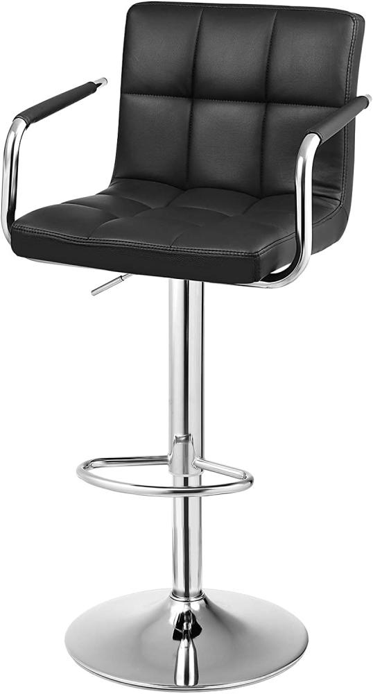 SONGMICS 1 x Barhocker Stuhl mit Armlehnen bis 200 kg, Schaumstoff, schwarz, 38 x 52,5 x 115 cm Bild 1