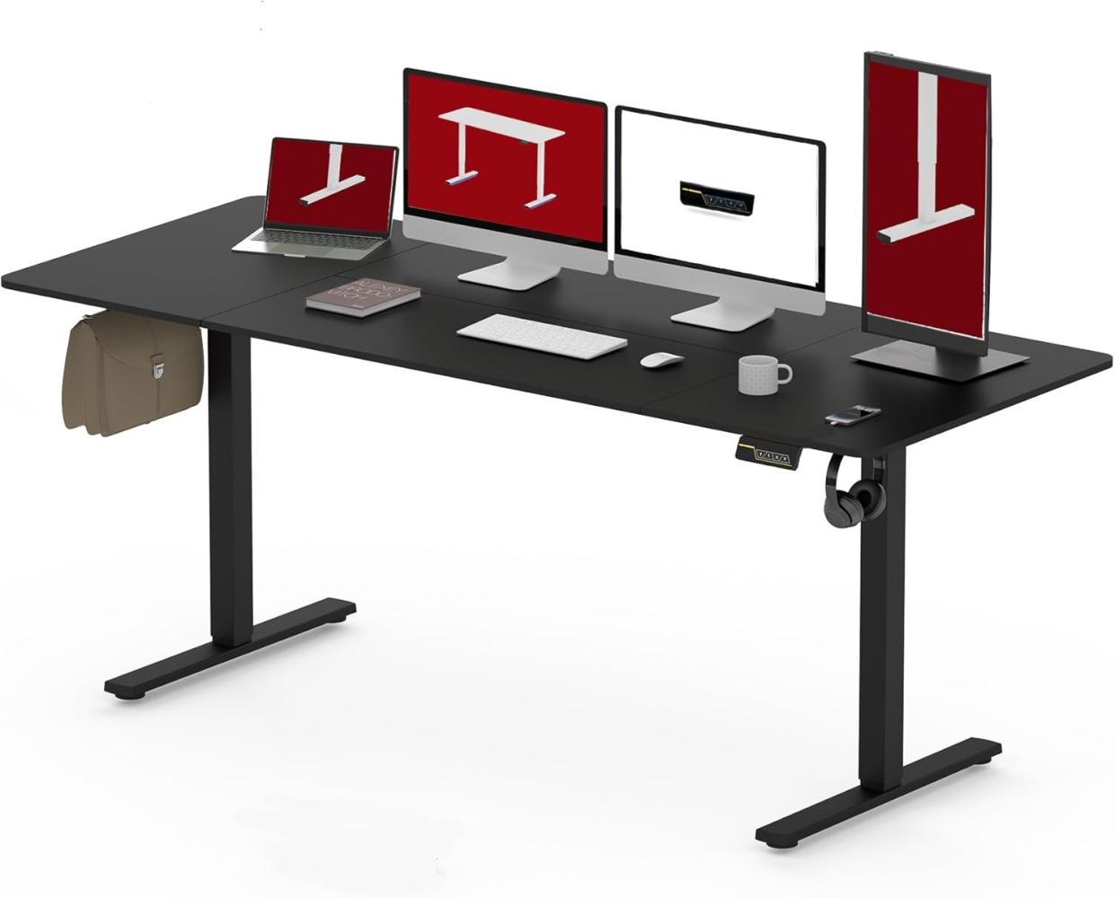 SANODESK Höhenverstellbarer Schreibtisch 200 x 80 cm Schreibtisch Höhenverstellbar Elektrisch Ergonomischer Steh-Sitz Tisch Computertisch für Heimbüro Homeoffice(schwarz) Bild 1