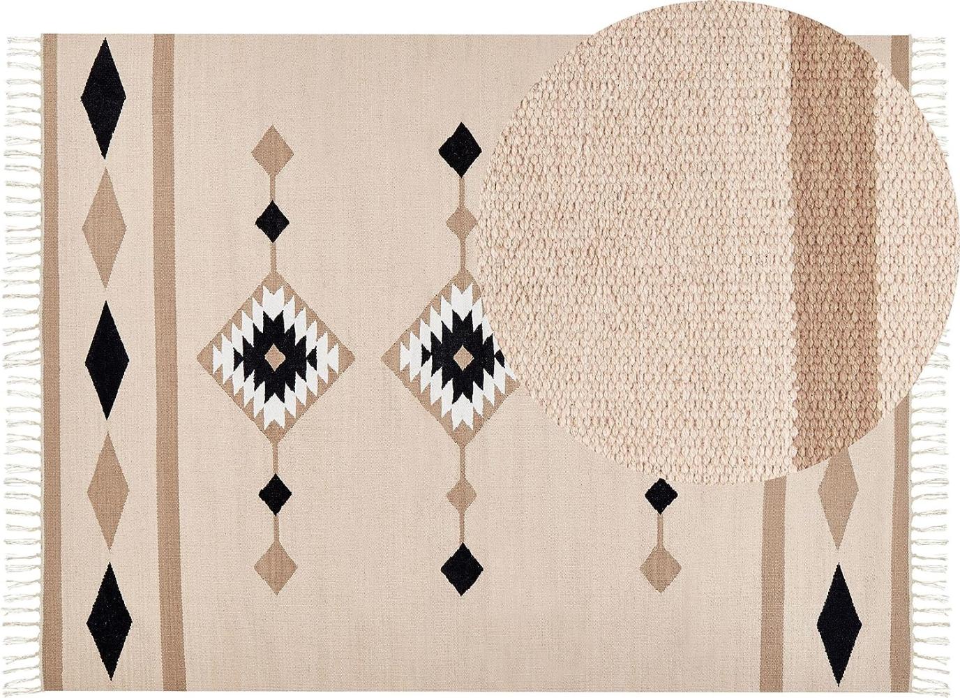 Kelim Teppich Baumwolle mehrfarbig 160 x 230 cm geometrisches Muster Kurzflor BERDIK Bild 1