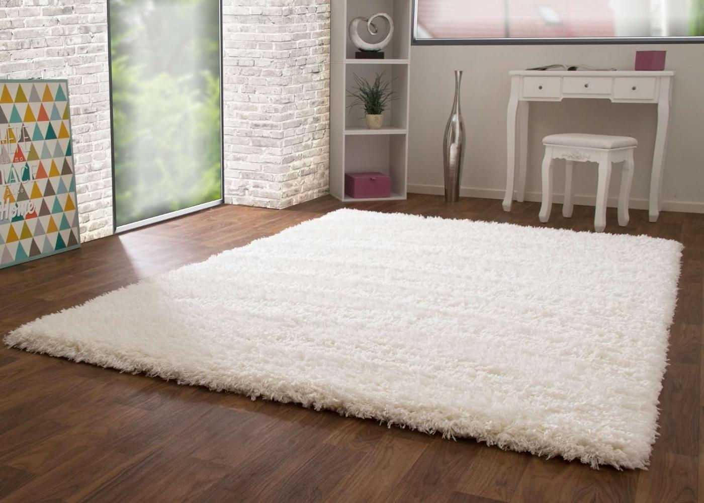 Hochflor Teppich Pindos, Farbe: weiß, Größe: 80x150 cm Bild 1