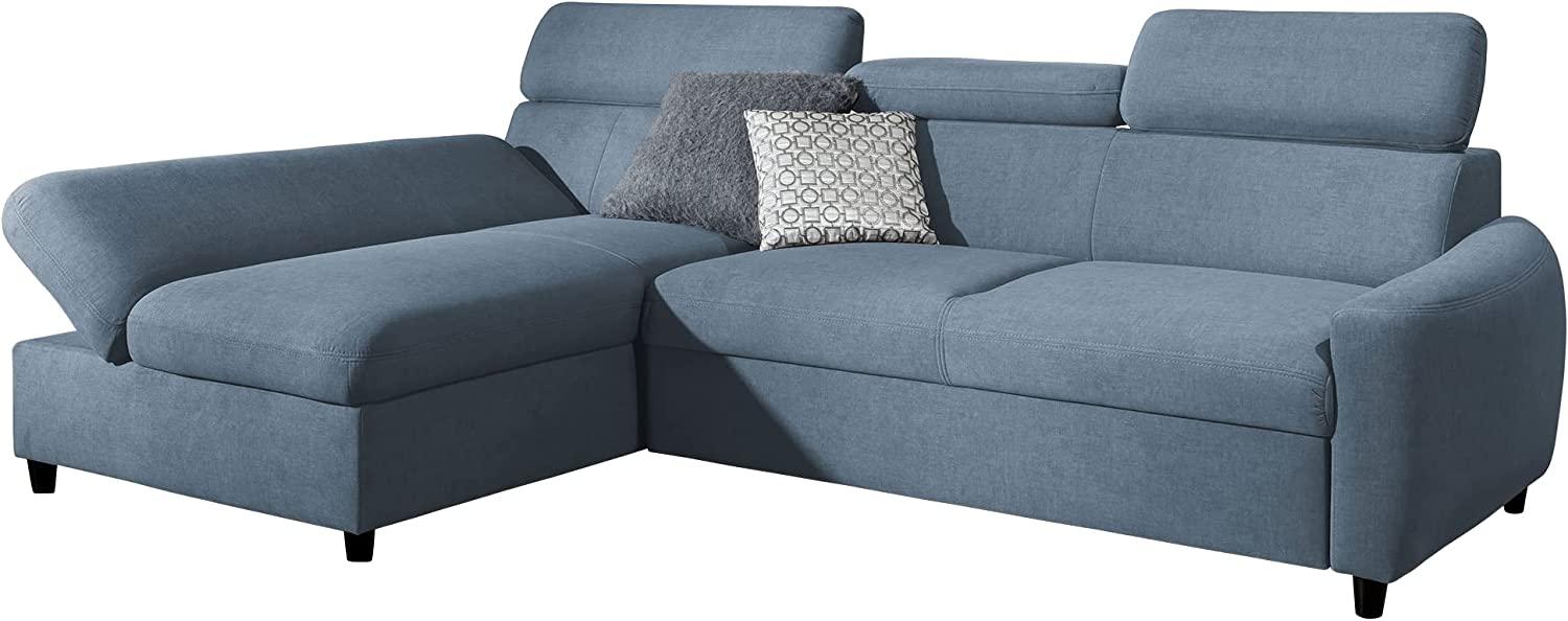 99rooms Litos Ecksofa Velours ESITO Blau Links mit Bild 1