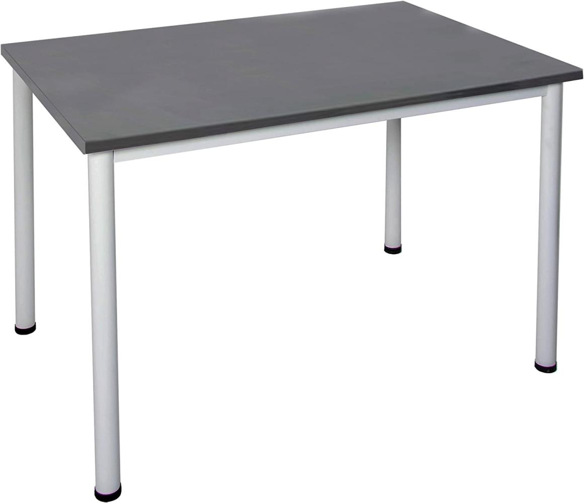 Dila GmbH Schreibtisch in verschiedenen Größen und Farben graues Metallgestell Konferenztisch Besprechungstisch Arbeitstisch Universaltisch Bürotisch Verkaufstisch (B: 80 cm x T: 80 cm, Anthrazit) Bild 1