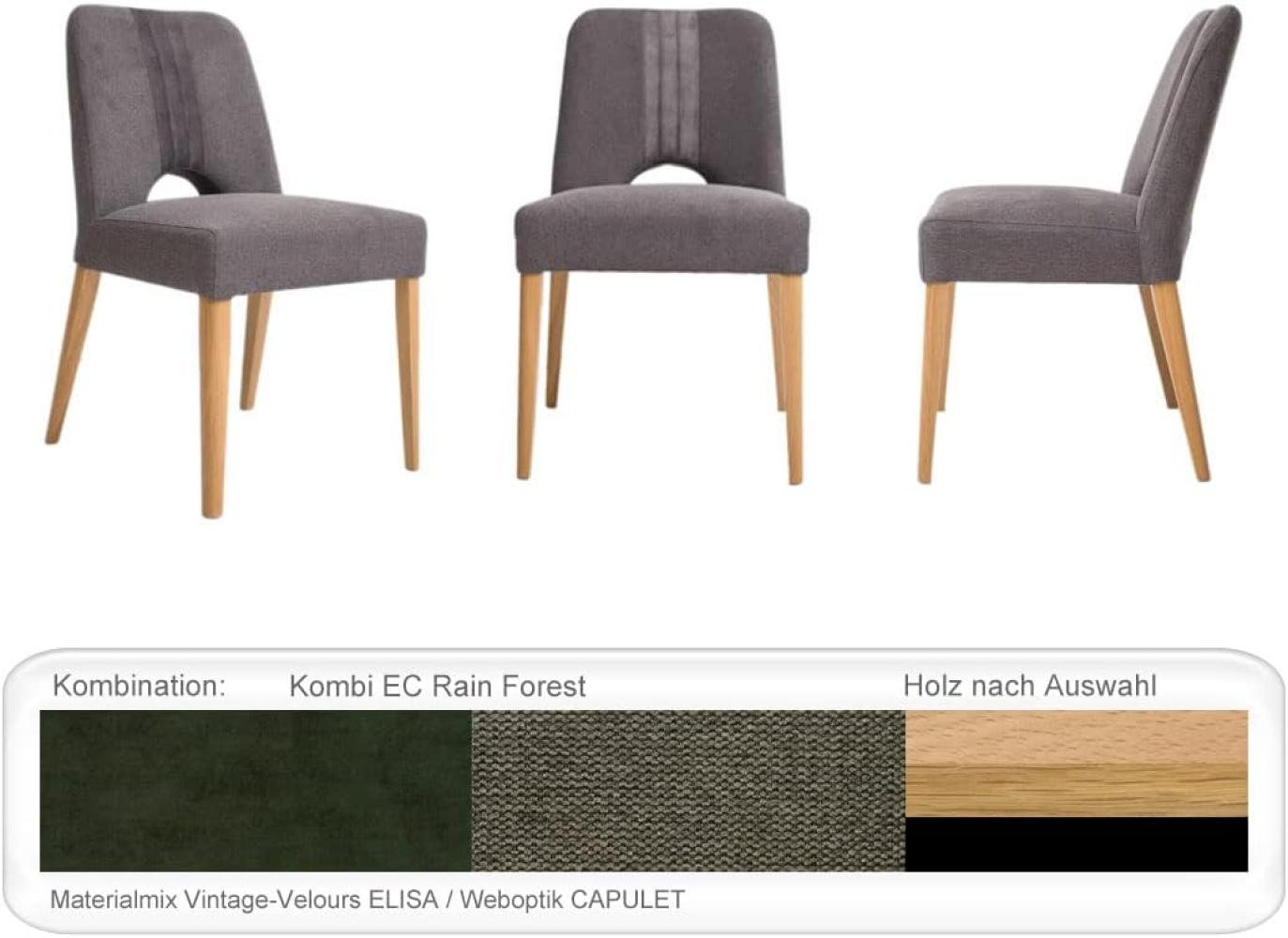 4x Stuhl Naomi Varianten Polsterstuhl Massivholzstuhl Esszimmerstuhl Eiche natur lackiert, Kombi EC Rain Forest Bild 1