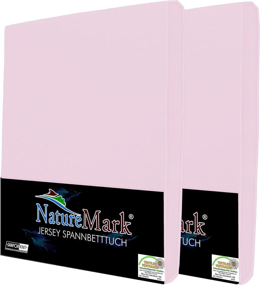 NatureMark 2er Pack Kinder Jersey Spannbettlaken, Spannbetttuch 100% Baumwolle in vielen Größen und Farben MARKENQUALITÄT ÖKOTEX Standard 100 | 70x140 cm - rosa Bild 1