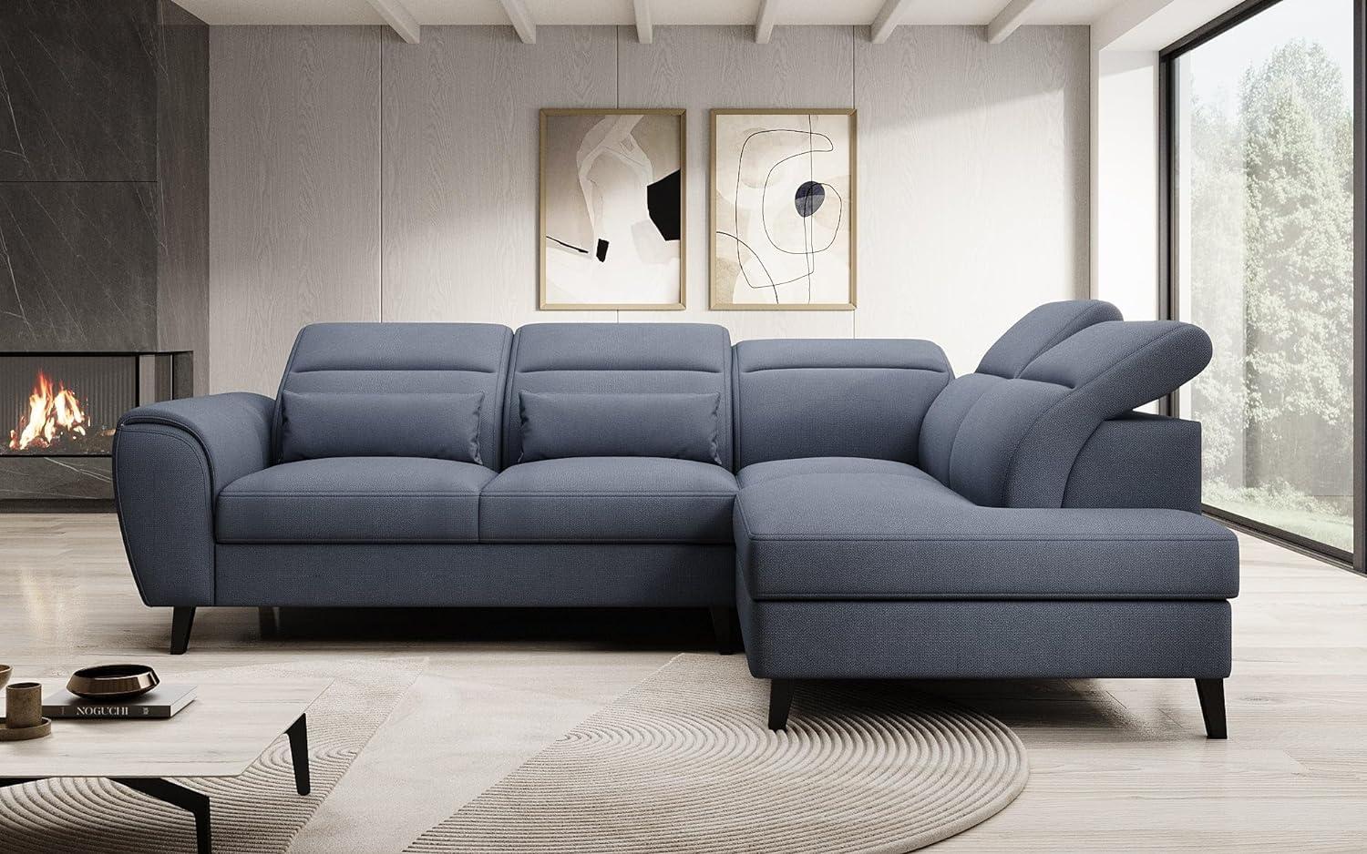 Designer Sofa Nobile mit verstellbarer Rückenlehne Stoff Blau Rechts Bild 1