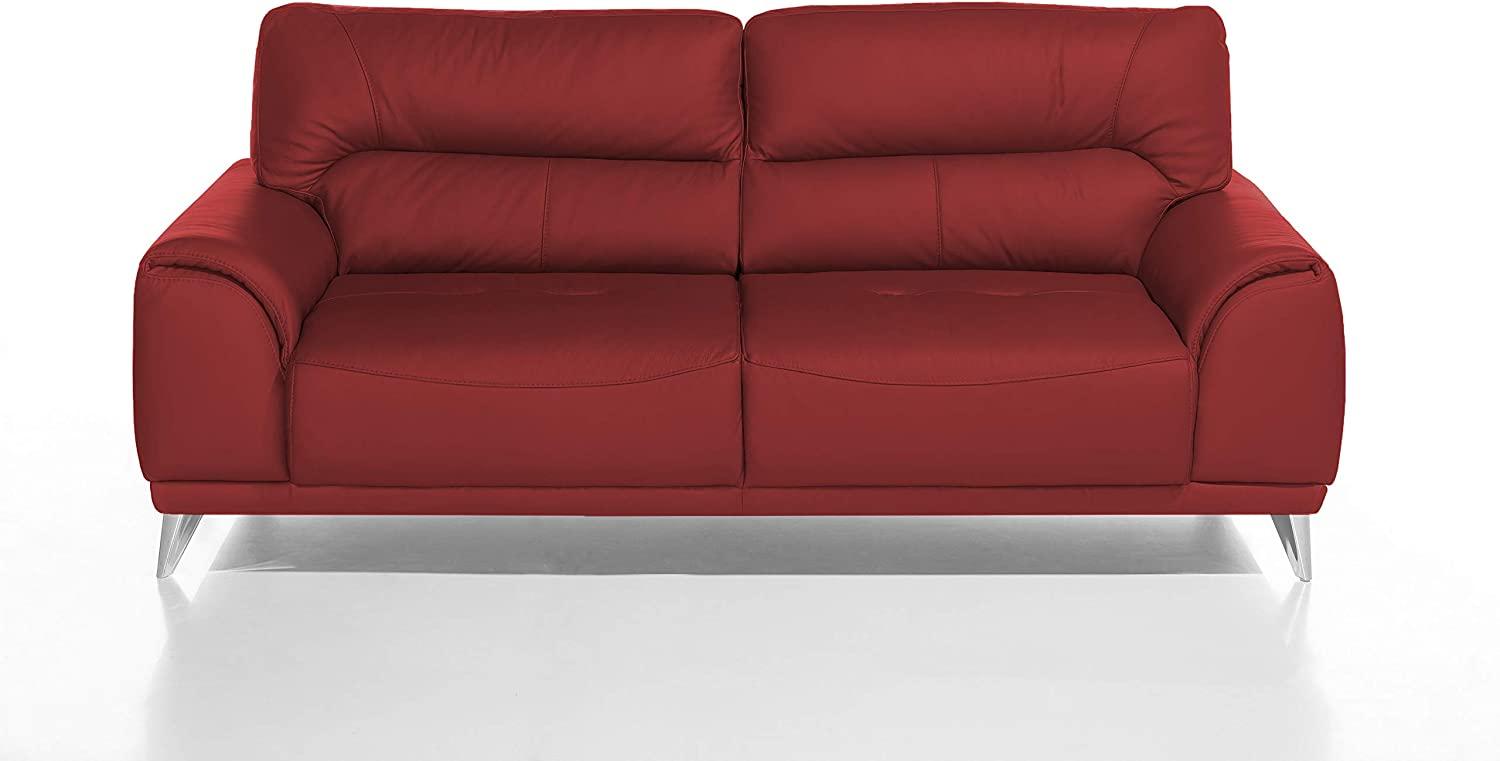 Mivano 3-Sitzer Couch Frisco / 3er Ledercouch in Kunstleder passend zum Sessel und 2er Sofa Frisco / Sofagarnitur / 210 x 92 x 96 / Rot Bild 1