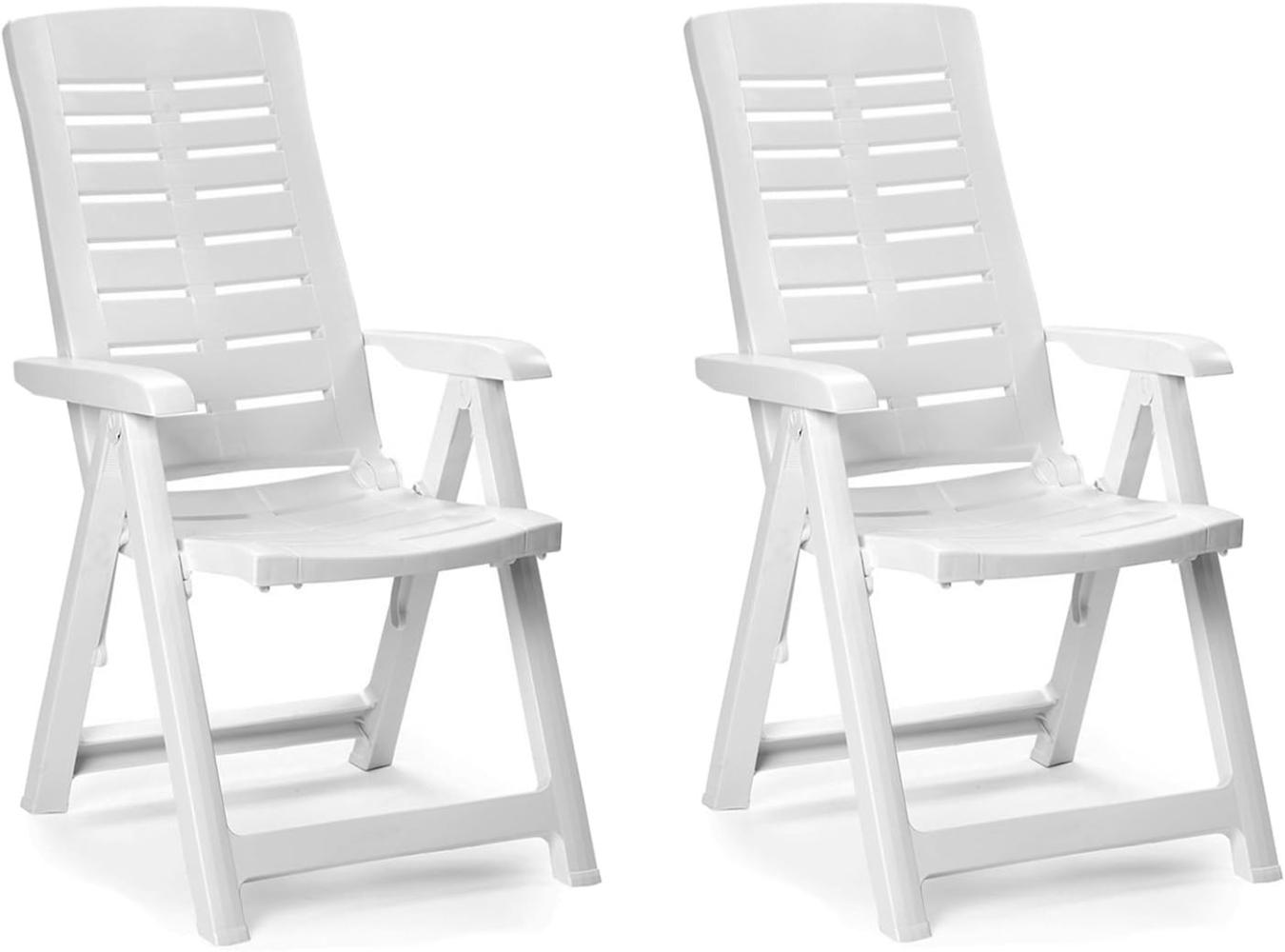 2 Stück Klappstuhl Kunststoff Weiß 5-Positionen Bild 1