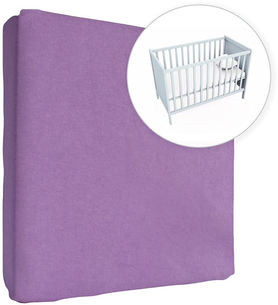 Jersey 100% Baumwolle Spannbetttüch, Passend für 120 x 60 Kinderbett Matratze - Violett Bild 1