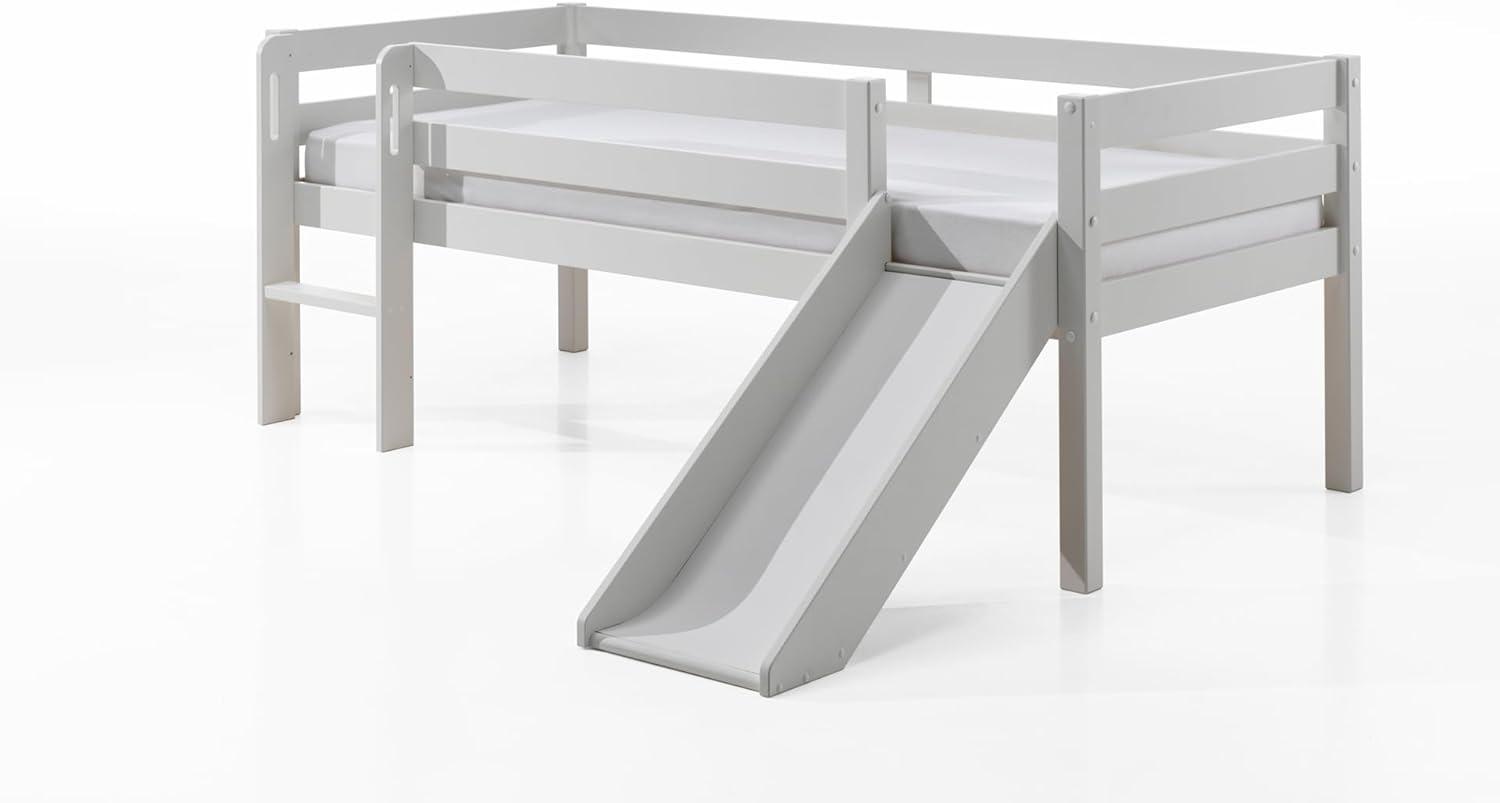 Vipack Kojen-Spielbett mit Liegefläche 90 x 200 cm, inkl. Leiter, Rutsche und Rolllattenrost, Kiefer massiv weiß lackiert Bild 1
