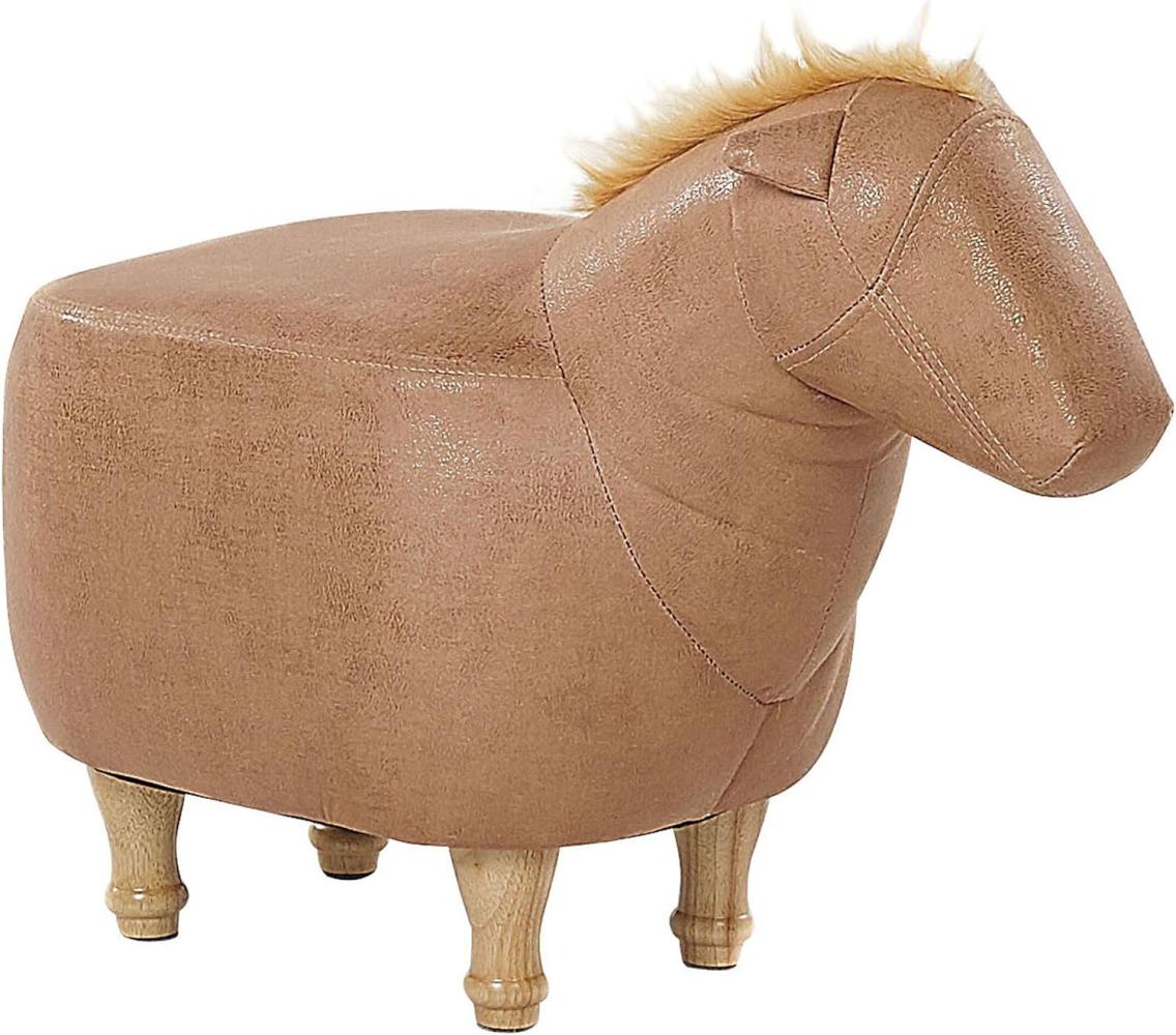 Beliani Pouf animal beige eco leather HORSE Bild 1