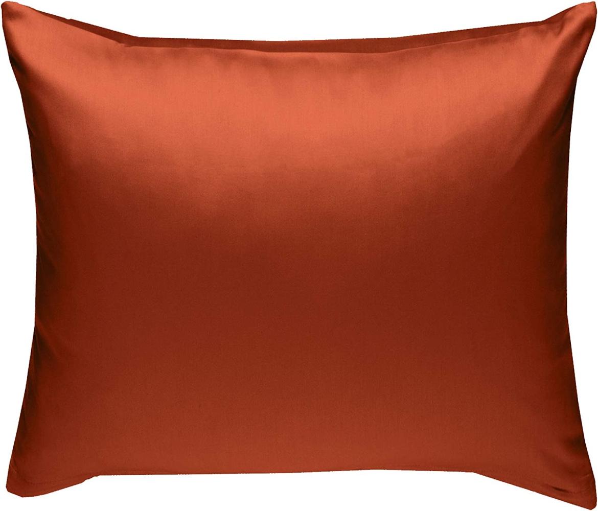 Bettwaesche-mit-Stil Mako-Satin / Baumwollsatin Bettwäsche uni / einfarbig orange Kissenbezug 40x40 cm Bild 1