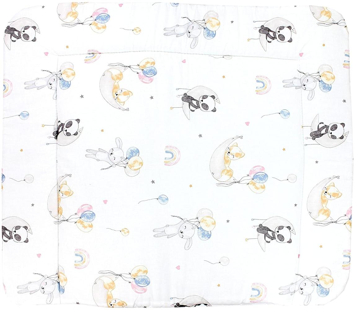TupTam Baby Wickeltischauflage mit Baumwollbezug Gemustert, Farbe: Tiere / Luftballons / Mond, Größe: 70 x 60 cm Bild 1