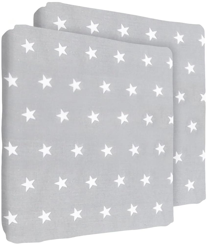 Spannbettlaken für Kinderbett, 100 % Baumwolle, passend für 90 x 40 cm, Weiße Sterne, 2 Stück Bild 1