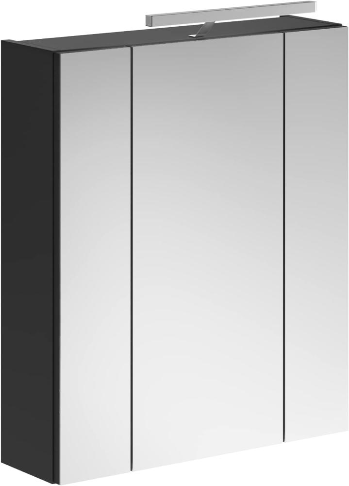 Spiegelschrank Linus - Schwarz / Spiegelglas mit Badaufsatzleuchte Bild 1