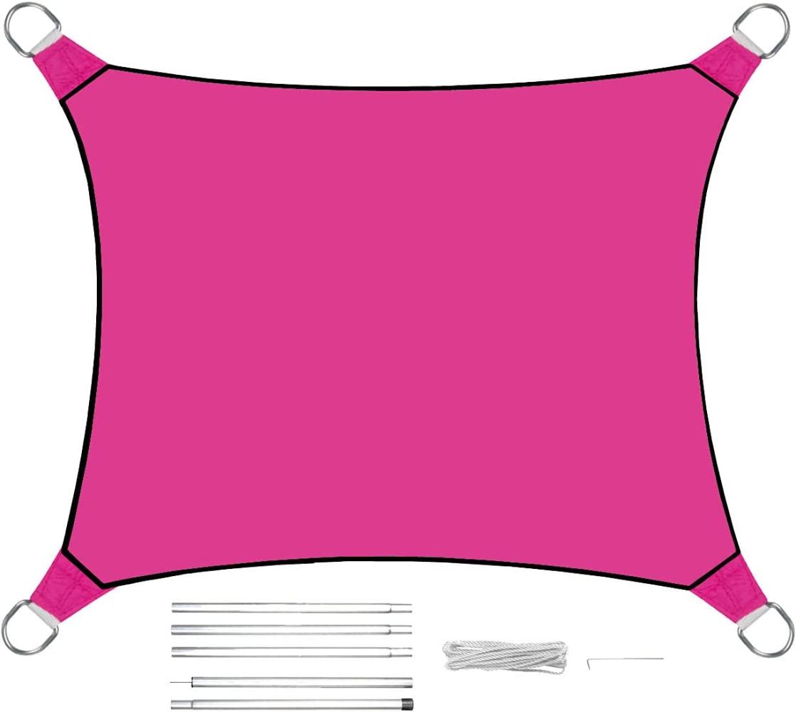 Sonnensegel Rechteckig 2x3m Pink mit Stangenset - Sonnenschutz für den Garten Bild 1